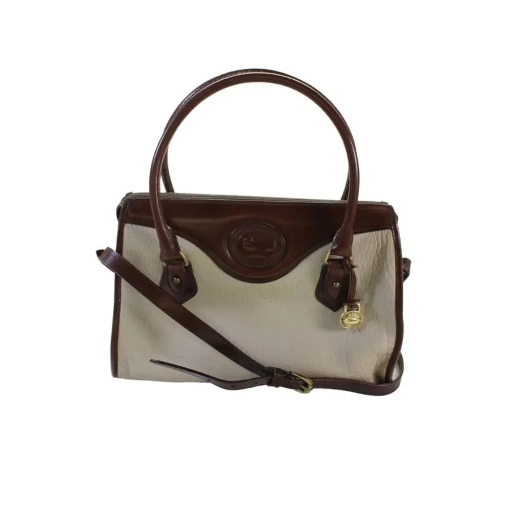 Dooney & Bourke Womens Leather All Weather Top Handle Handbag Beige Brown